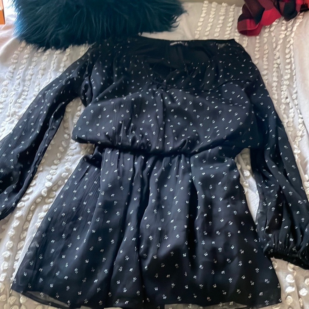 Abercrombie and Fitch Black Long Sleeve Mini Dress Size Large **WORN ONCE